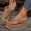 Fashion Summer Women's Slippers Round Toe Platform Shoes for Women Slip On Wedges Filp Flops Outdoor Increasing Concise Causal Slides