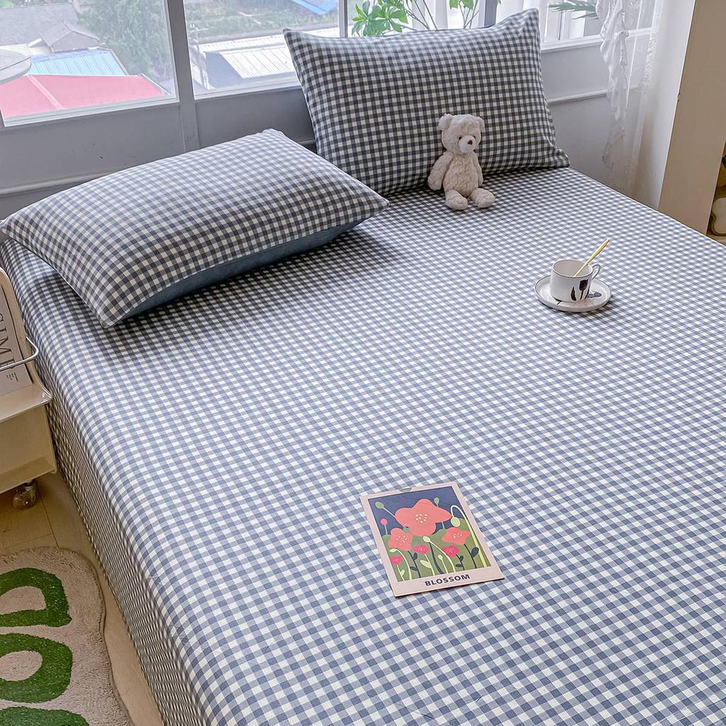 Комплект постельного белья из чистого хлопка, три предмета - Грубая ткань, на резинке, Подходит для общежитий и младенцев