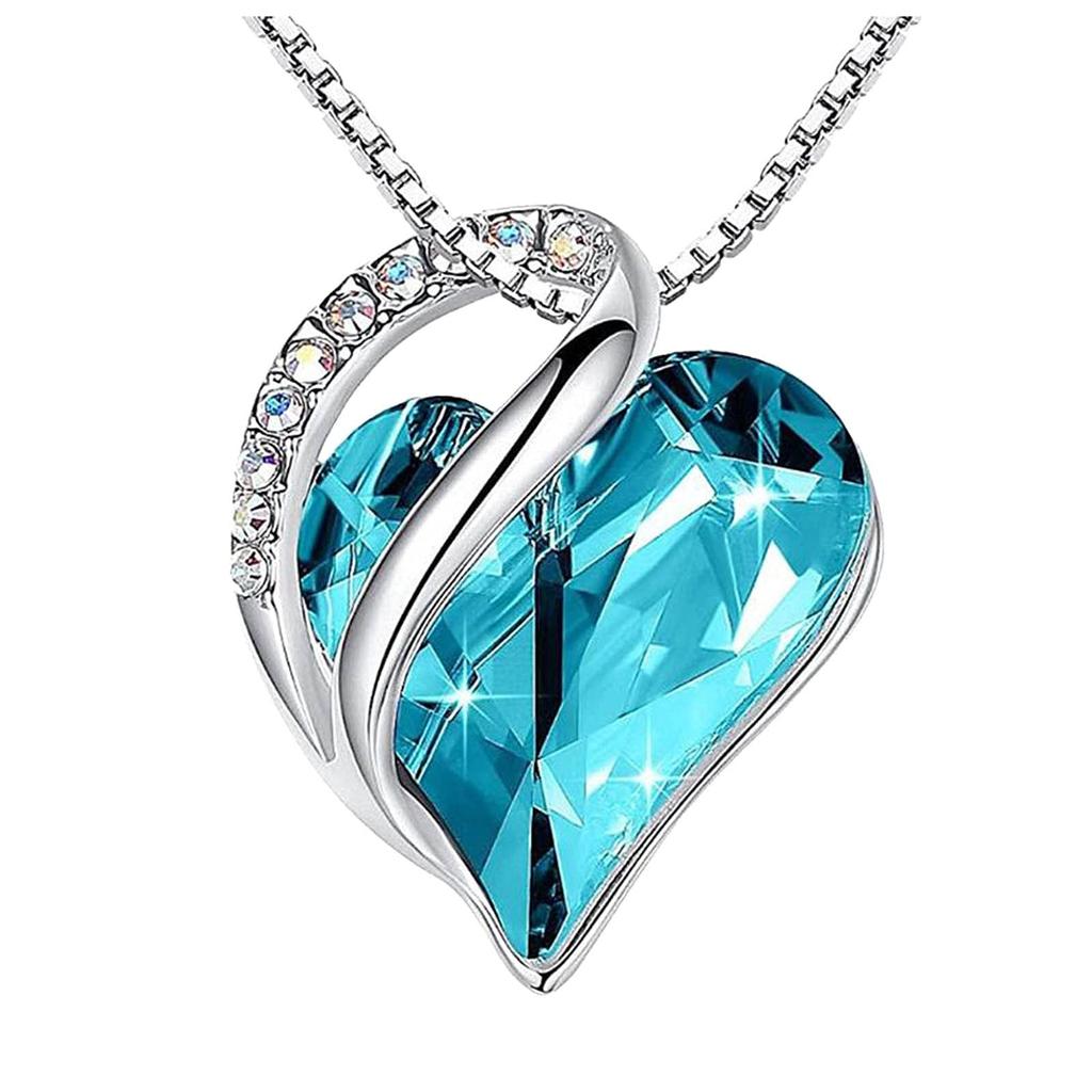 Heart Shaped Geometric Birthstone Necklace Jewelry Women's Clavicle Chain Gift