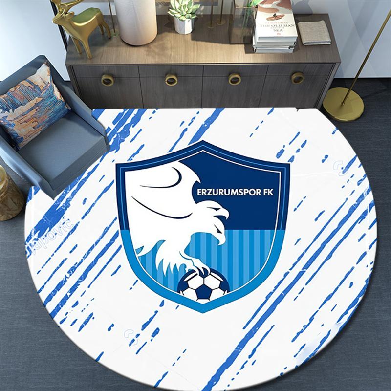 Erzurumspor FK Round Area Rug,Carpet Rug for Living Room Bedroom Sofa Playroom Decor,Non-slip Floor Mat