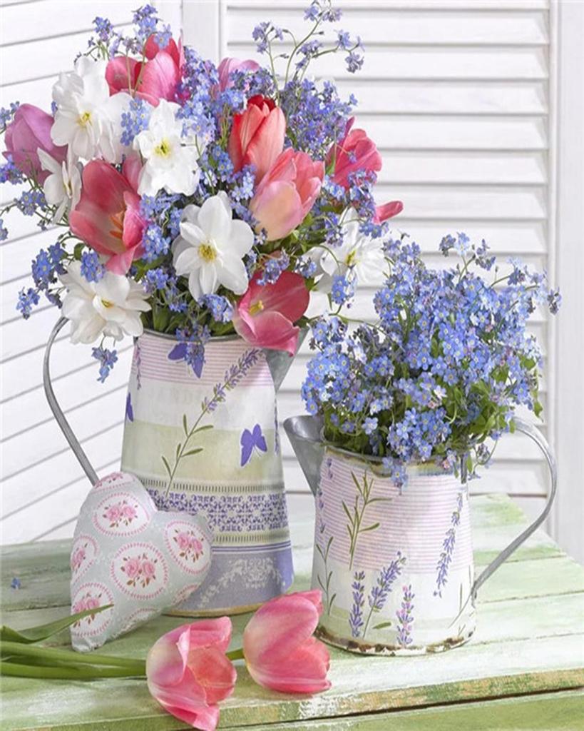 RUOPOTY Painting By Numbers Daisy Unique Gift DIY Frame HandPainted Wall Art Paint By Number Flower For Living Room