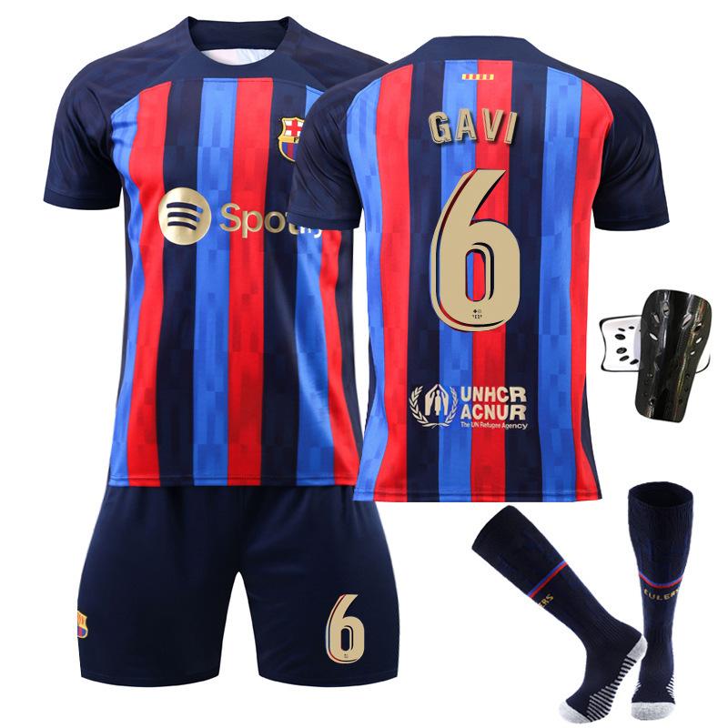 Messi Soccer Jersey Barcelona 10# Adult Men's Breathable Quick-Dry Sports Shirt Fan Edition Red Blue Stripes 22-23 Season