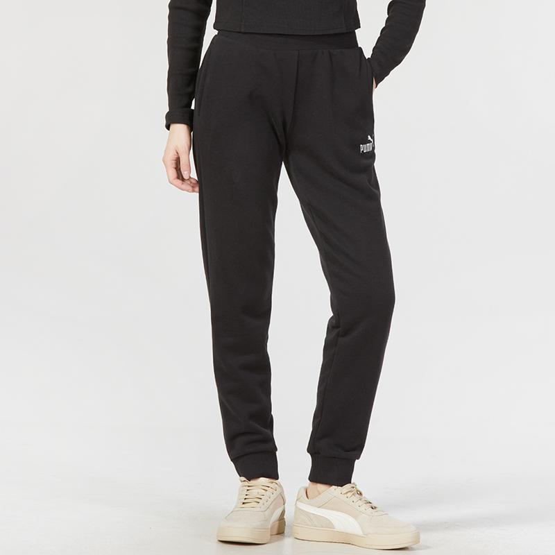 Puma Однотонные повседневные спортивные штаны с манжетами и логотипом, женские плавки, черные 675645-01