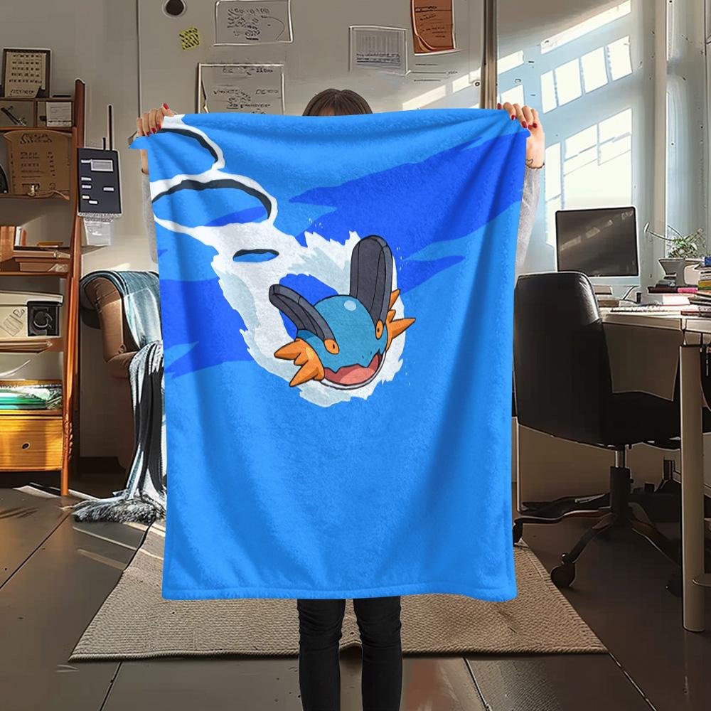 Swampert Print Flannel Blanket, High quality Comfortable for All Seasons, Home Decor, Warmth and Comfort