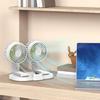 Dual Head 360° Rotation Cooling Fan USB Powered Fan 2 Wind Speed Adjustable