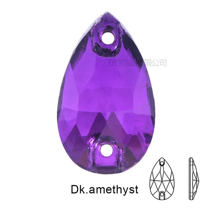 Стеклянная темно-фиолетовая флуоресцентная дрель ручной работы, специальная форма конского глаза, капля воды, неоновая, плоское дно, сшитая вручную, бижутерия своими руками, аксессуары для багажа