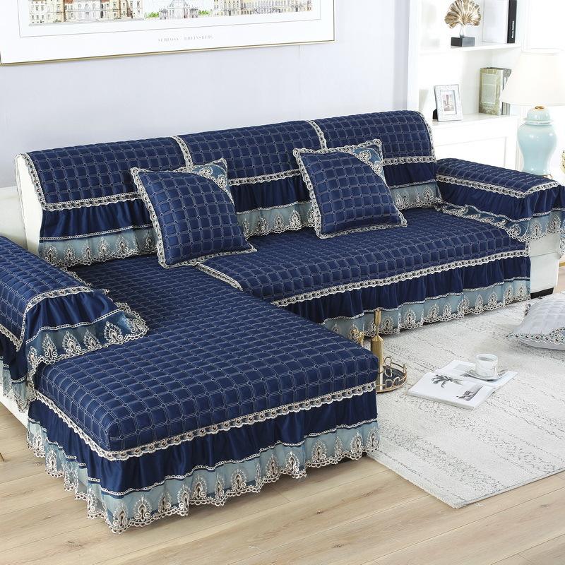 Хлопковый чехол для дивана в стиле «ласточкин хвост», европейский утолщенный кружевной чехол для дивана-кровати, решетчатая подушка для дивана, нескользящий диван, комбинация полотенец, домашний декор для гостиной
