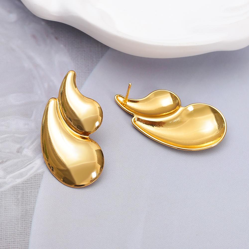 Geometric Water Drop Women's Stainless Steel Earrings Vintage Elegant Gold Color Electroplated Ladies Stud Daily Wear Jewelry