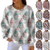Women's Fashion Casual Gradient Christmas Print Pullover Sports Long-Sleeve Top