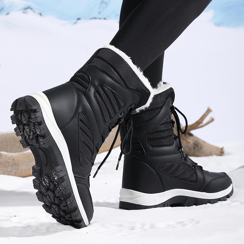 TUINANLE Высококачественные зимние ботинки, плюшевые теплые зимние ботинки, женские ботинки до середины голени