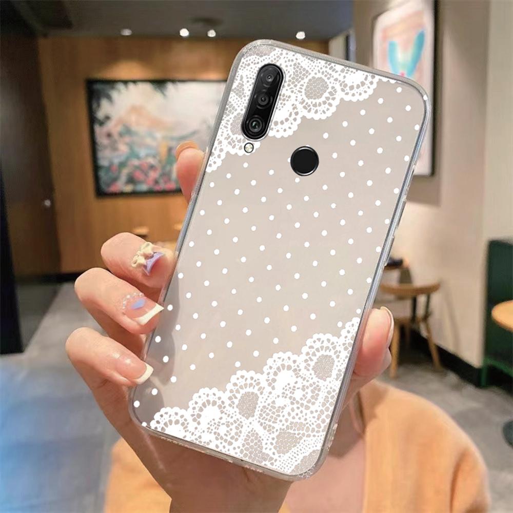 Цветочный Романтический Кружевной Узор Чехол для Телефона Для Huawei P30 P20 Lite Mate 20 Y6 Y7 P Smart 2019 Honor 20 50 Прозрачный Чехол