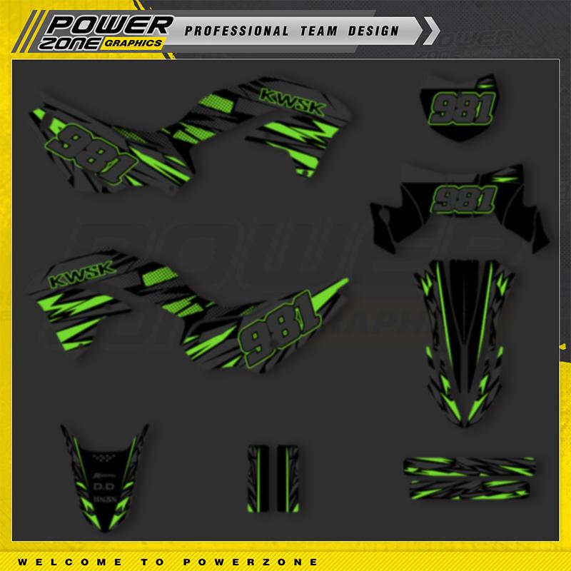 PowerZone Custom Team Motorcycle Graphics Backgrounds Decals Stickers For Kawasaki 2020 2021 2022 2023 KLX 230 230R