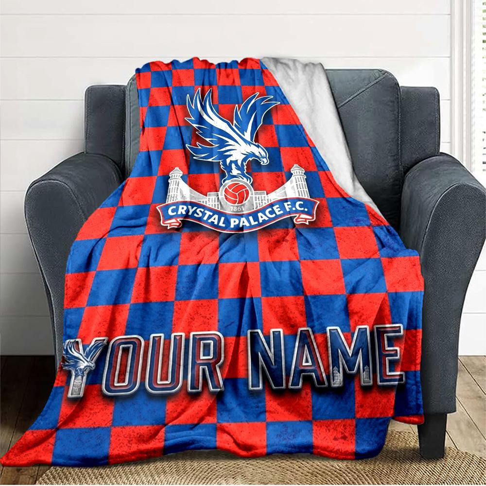 Name Custom Crystal Palace FC Print Flannel Blanket High Quality Warm Comfortable Cover for All Seasons Perfect for Gifts Home Decor