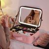 New Smart Led Makeup Bag With Mirror Large Capacity Professional Waterproof Pu Leather Travel Cosmetic Case For Women