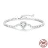 New Shining Love Zircon Bracelet S925 Silver Light Luxury Style Platinum-plated Adjustable Bracelet Jewelry