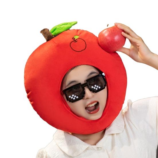 Фото-капюшон Яркий Цветной Фрукты Еда Форма Мягкий Плюшевый Головной Убор Отверстие для Лица Особенность Интернет-знаменитость Костюм Вечеринка Реквизит