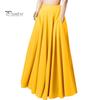 Женская макси-юбка с высокой талией, однотонная юбка трапециевидной формы с карманами, свободная плиссированная длинная юбка, повседневная одежда для отдыха