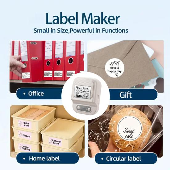 Машина для печати этикеток Портативный термопринтер этикеток Совместимый с Bluetooth Мини-принтер этикеток с лентой для маленьких