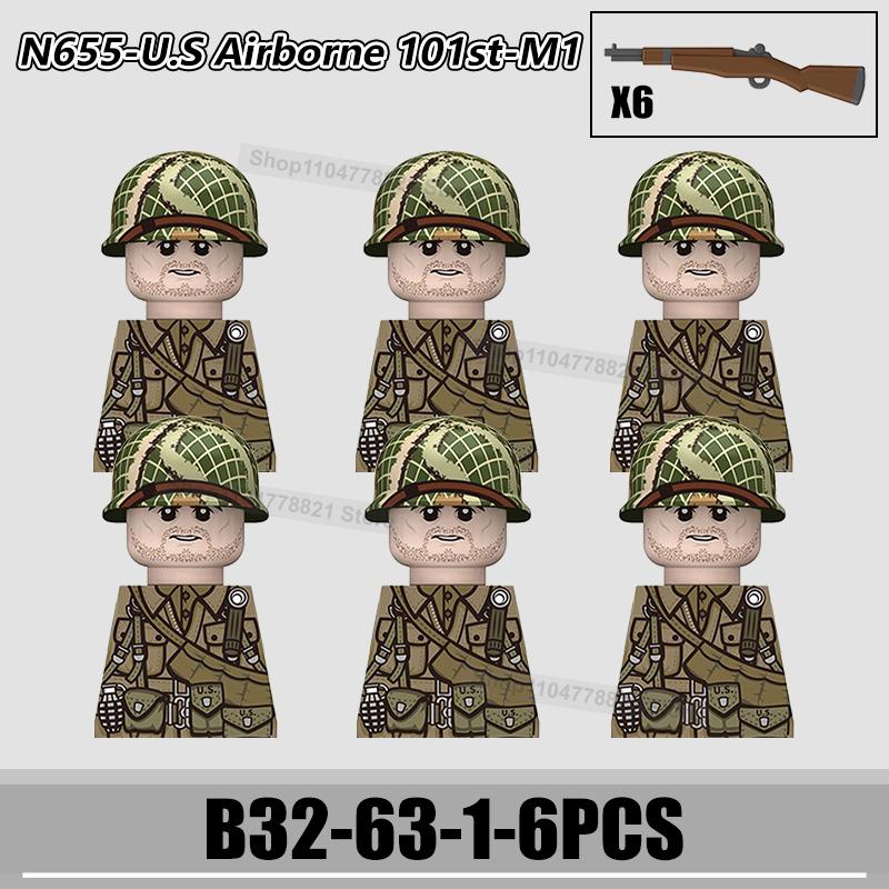 WW2 US Rangers 101 Airborne Soldier Figures Building Blocks Military Army Infantry Gear Helmet Rifle Guns BAR Bricks Toy Gifts