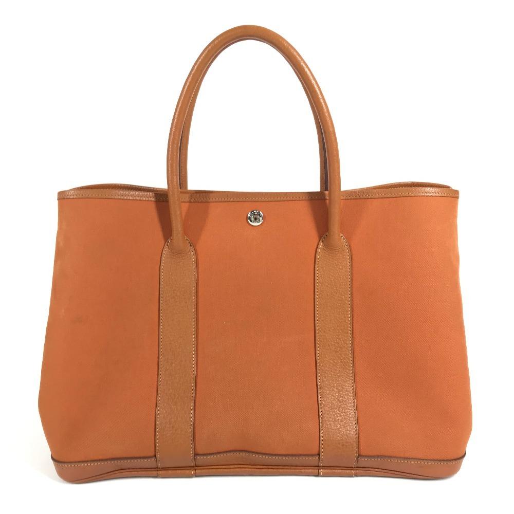 HERMES Garden Party 36 PM Hand Bag Shoulder Bag Tote Bag Negonda / Canvas Orange