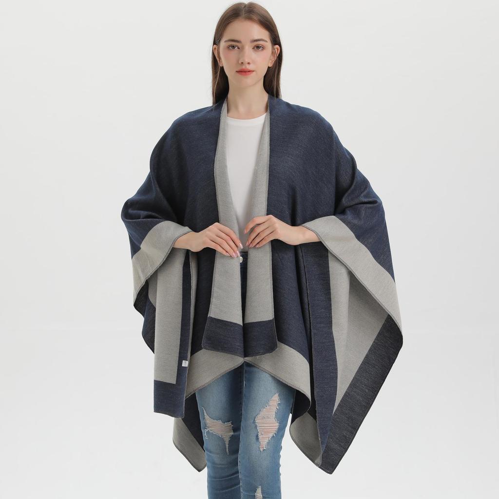 Women's Versatile Solid Color Spring Scarf Shawl - Imitation Cashmere Poncho for All Seasons