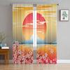 Japanese Cherry Blossom Moon Minimalist Sheer Curtains For Living Room Bedroom Kitchen Tulle Curtain For Windows Voile Drapes