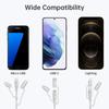 Teleadapt Type USB Charging Fast Charging MFi Compatible with iPhone and Android Devices Lightning/USB C/Micro 3-in-1 Cable, 2.4A/480MBPS Cable,