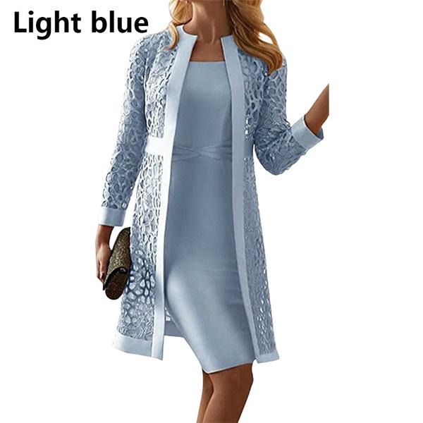 Женское элегантное платье с длинными рукавами, костюм, новая мода, платья для матери невесты, женские вечерние платья до колен, вечерние платья больших размеров