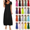 Женские летние платья больших размеров однотонные сексуальные с коротким рукавом и карманами свободного кроя
