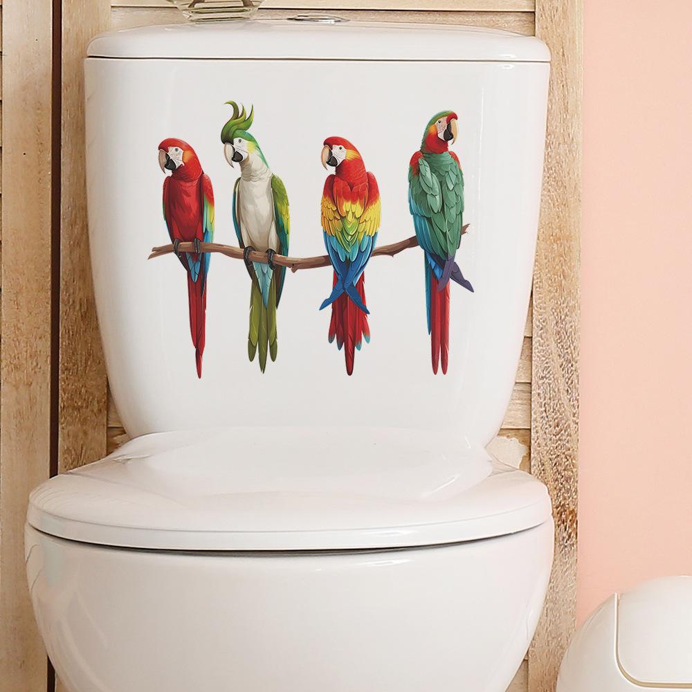 Fun-m111 мультфильм попугай семейный туалет с ванной комнатой украшение ванной комнаты настенная наклейка