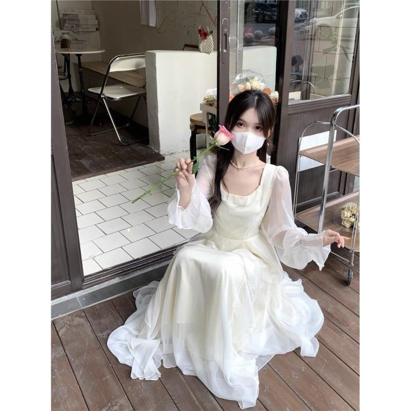 Французское белое платье с короткими рукавами, женское летнее длинное платье премиум-класса с тонкой талией, нежное праздничное платье для отпуска