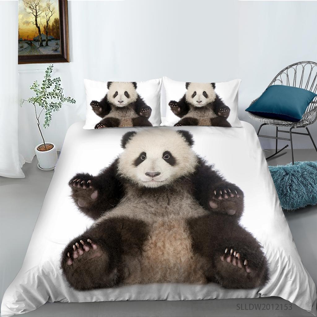 3D Panda Series Bedding Set Animal Theme Series Quilt Cover Pillow Case 2 or 3 Pieces of Microfiber Fabric AU Extra Large Home Decoration