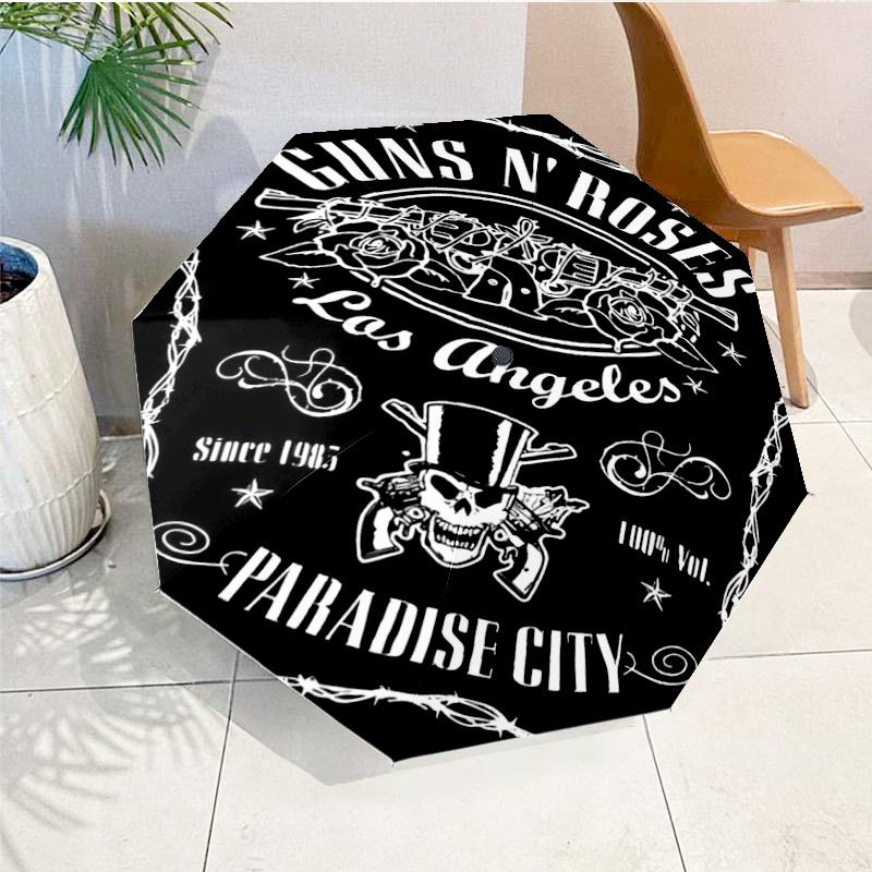 Зонт с огненным логотипом Guns Roses, 8 спиц, для путешествий, кемпинга, повседневного использования, легкий, портативный, незаменимый подарок для каждой семейной holiday