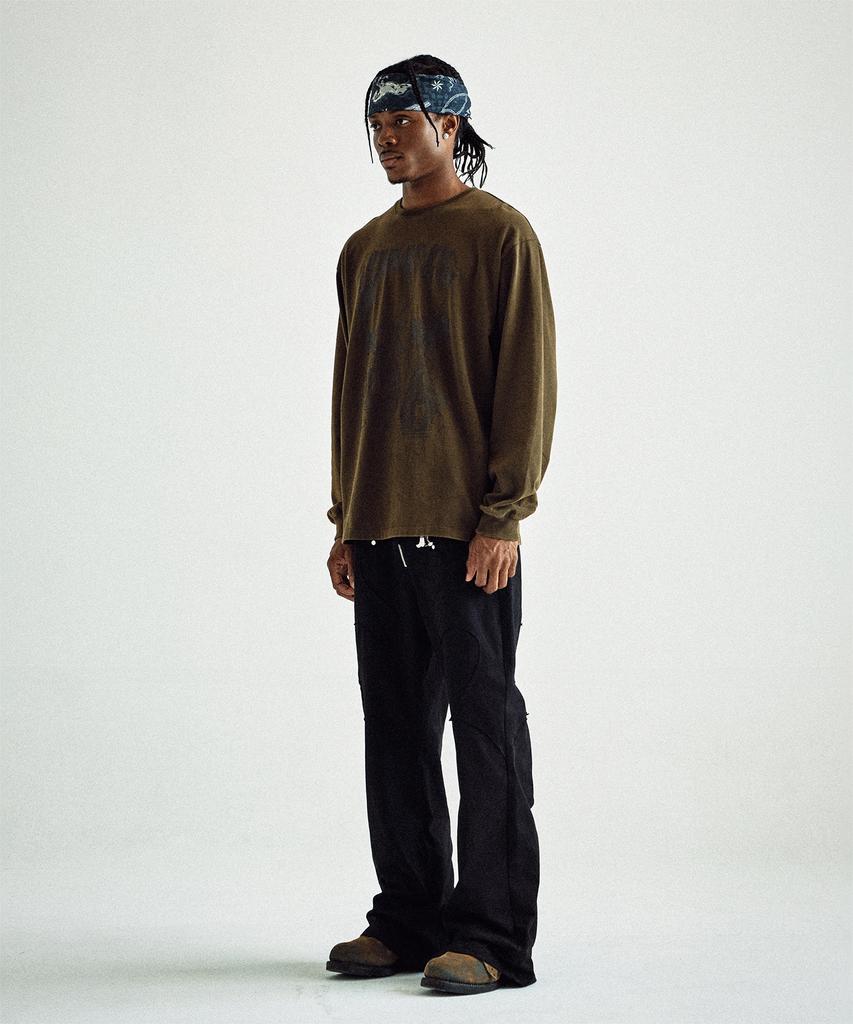 THEVINYLHOUSE Dyed Ls Tee Khaki