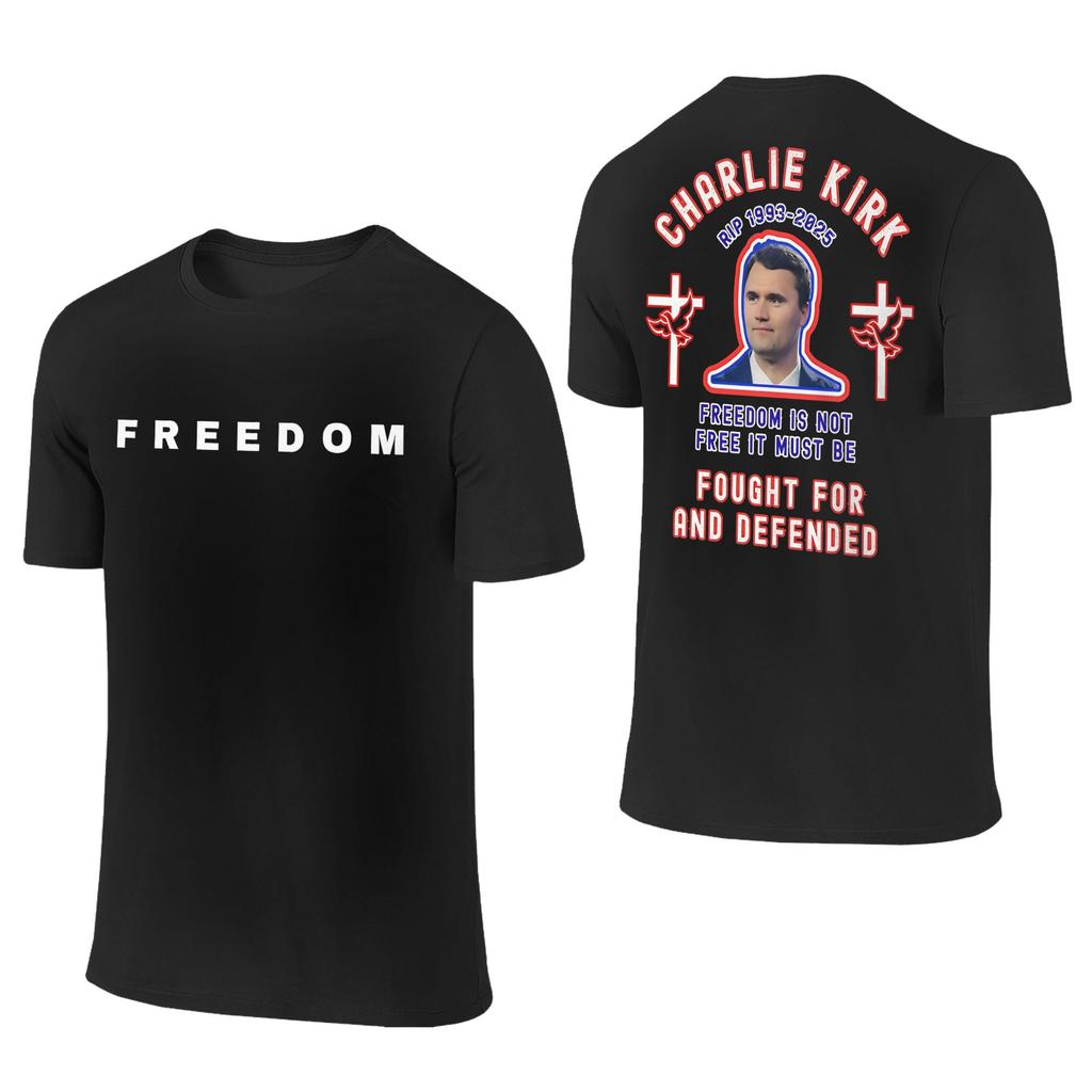 Men Women T-Shirts Freedom Charlie Kirk Eagle Prayer 100% Cotton Tee Shirt True Patriot T Shirts Clothes 2-sided Graphic Printed