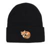 Curl Up Fox Winter Knitted Cap Beanie, Animal Man Cap Thermal Lightweight Stylish Gorro Knit Hat Beanie