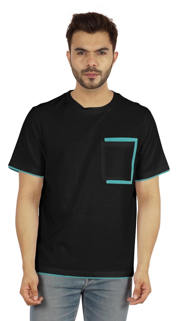 Inkmeso Мужские футболки с круглым вырезом, повседневные базовые рубашки с коротким рукавом и накладным карманом