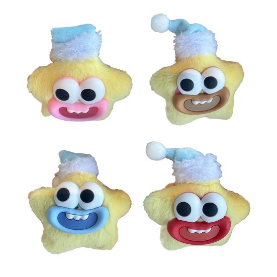 Yousheng Large Mouth Cartoon Doll Keychain Star Shape Macaron Color Keychain Bag Pendant Lucky Charm Resin Accessory