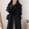2024 Autumn/Winter Women's Knee-Length Thickened Wool Coat, Loose Slim Fit, Korean Style, Plus Size Available