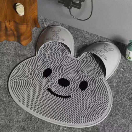 Rabbit Bathroom Shower Anti Slip Mat Foot Scrubber Back Scrubber Circular Massage Mat Silicone Foot Mat