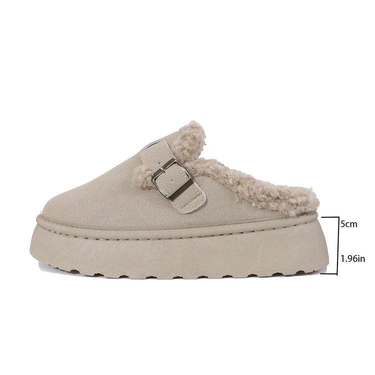 Женские плюшевые тапочки из хлопка с толстой подошвой и пряжкой для осени/зимы