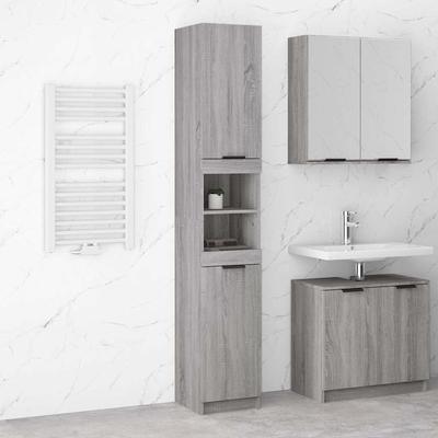 vidaXL Badschrank Grau Sonoma 32x34x188,5 Cm Holzwerkstoff