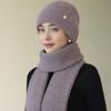 Women Fashion Winter Warm Suit Female Dandy Beanie Hats For Women Casual Rabbit Fur Blend Knit Hat Winter Warm Cap Set