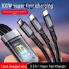 120W Fast Charging Transparent Luminous Digital Three-in-One Data Cable