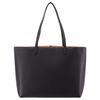 Tory Burch Mcgraw Solid Double T Logo Leather Tote Bag Women tote Black 152221-001