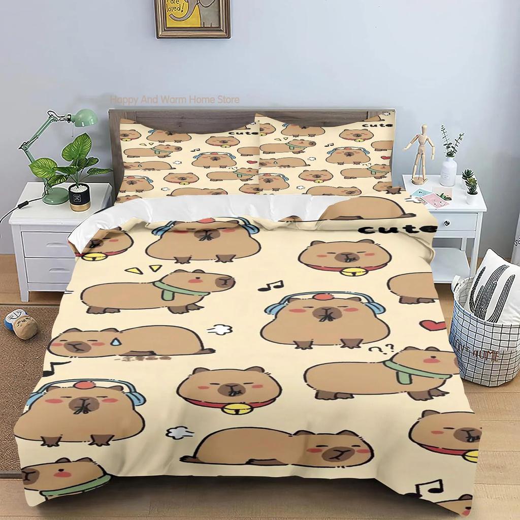 Capybaras Duvet Cover Anime Bedding Pillowcase Printed General Boys And Adult Collection Queen Size Reactive Printing Quilt
