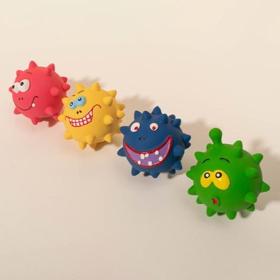Неразрушимые жевательные игрушки для собак, большие собаки, скрипучий шипованный шарик для домашних животных, латексная игрушка со встроенным звуком, уход за зубами, забавный мультяшный жеватель