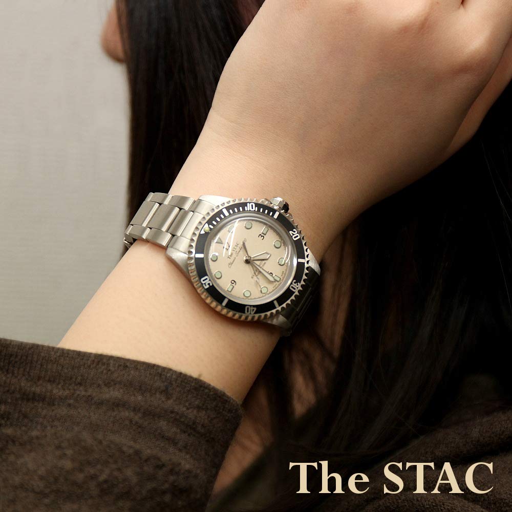 The STAC Made In Japan Classic Watch Ivory Sweep Second Watch 38mm Classic Scuba 200 [The Stack] Diver's Men's Women's