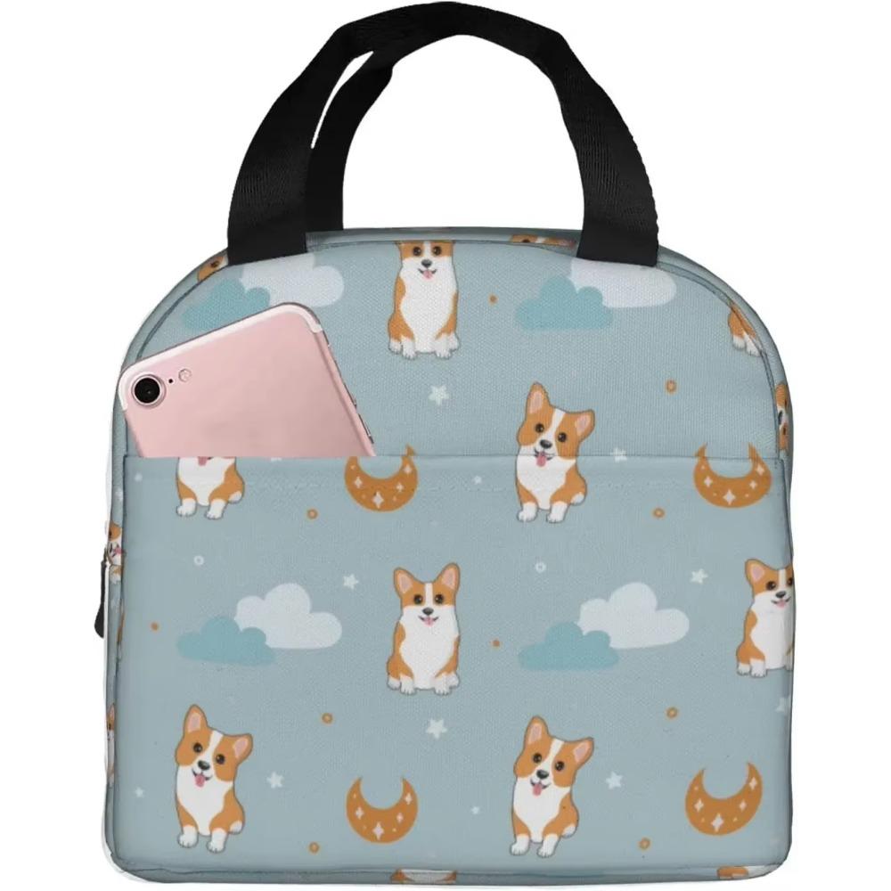 Сумка для ланча Corgis Dog Flower для взрослых, изолированный ланч-бокс с милым рисунком, многоразовая сумка для ланча для учебы, работы, пикника