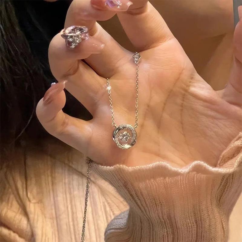 Heart Necklace S925 Silver Necklace Women's Clavicle Chain